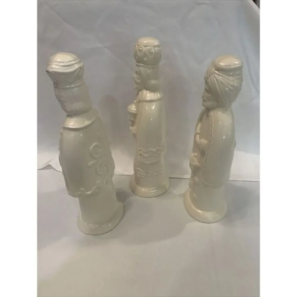 Three Wise Men Set of‎ 3 Ceramic Ivory Glazed Figures Christmas Decor MCM 11-10